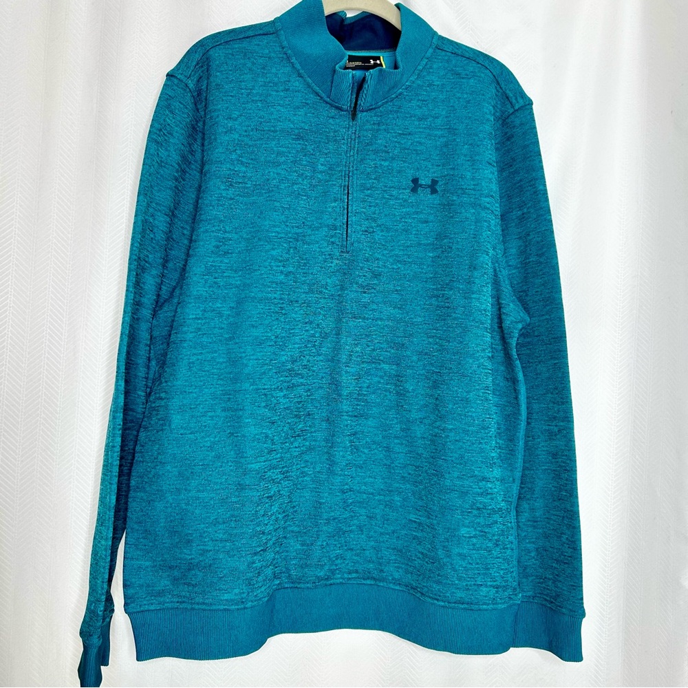 Under Armor heather teal pullover long sleeves quarter zip size large
